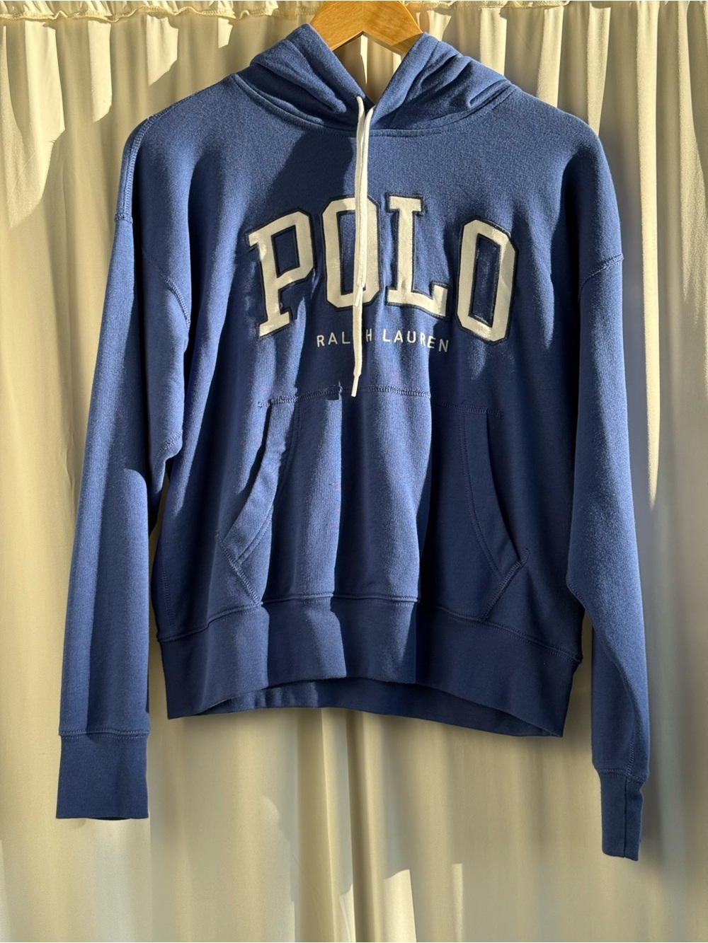 Polo Ralph Lauren Blue Spell Out Logo Hoodie Pullover Size L
